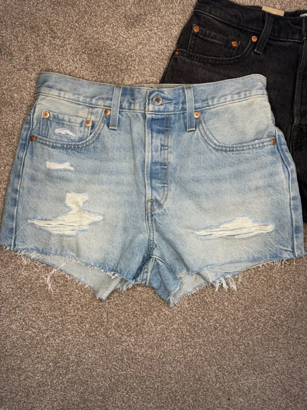 Levi's 501’s Women's Denim Cutoff Shorts Duo - Light Blue & Black - Picture 3 of 9